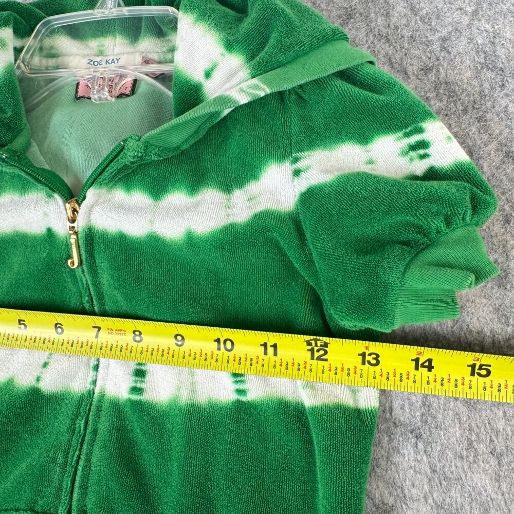 Juicy Girls Vintage Y2K Hoodie Short Sleeve Green Terrycloth Sz 7 - Picture 4 of 9